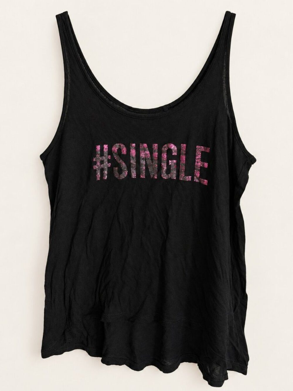 Black Pink Glitter #SINGLE Graphic Flowy Tank Top